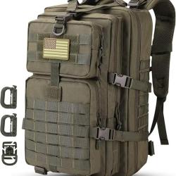 Sac à dos 40L Tactique Militaire Mousqueton D Molle Grand Volume Escalade Chasse Randonnée Vert