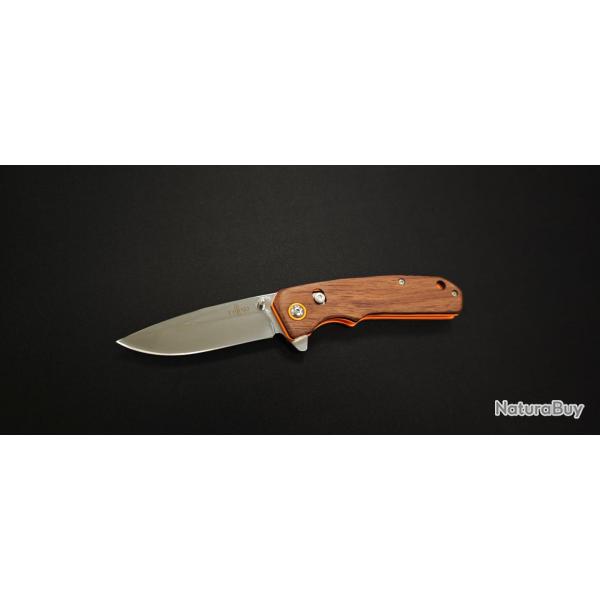 Third Couteau de poche - Manche bois - Lame de 8,5 cm - Sport / Chasse