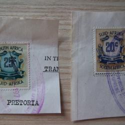 lot collection 2 timbres Afrique du Sud  1970