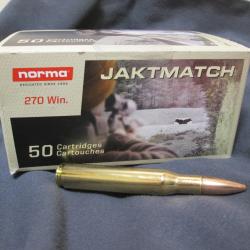 50 cartouches de tir FMJ JAKTMATCH en 270 WIN 130 gn de NORMA