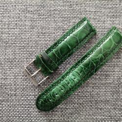 Bracelet vert de montre cuir v&eacute;ritable 20 mm