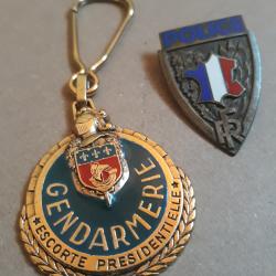 insigne de police et porte cles escorte presidentielle garde republicaine escadron moto gendarmerie