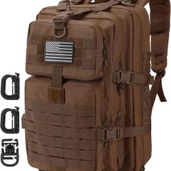 Sac à dos 40L US Tactique Militaire Anneaux en D Molle Grand Volume Randonnée Escalade Chasse Marron