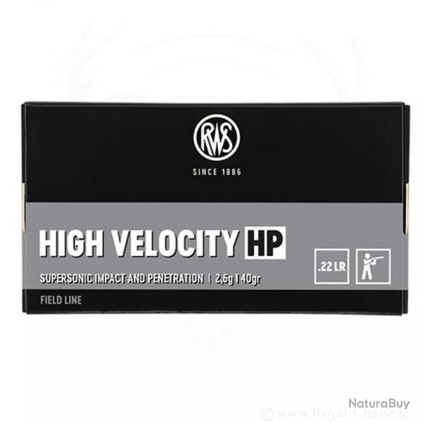50 balles HIGH VELOCITY HP Cal. 22LR 40 GRS RWS