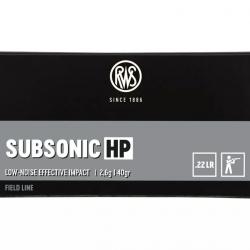 50 balles SUBSONIC HP 22LR 40GRS RWS