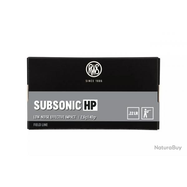 50 balles SUBSONIC HP 22LR 40GRS RWS