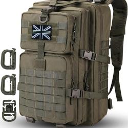 Sac à dos 40L US Tactique Militaire Mousqueton D Molle Escalade Chasse Randonnée Grand Volume Vert