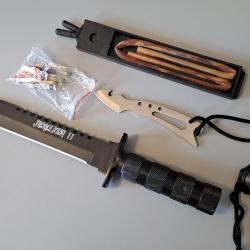 Couteau de survie Aitor Jungle King II, avec lampe/briquet, kit complet