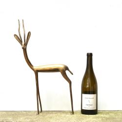 Grande gazelle ou antilope en laiton, ann&eacute;es 50, artisanat Africain, Afrique 1950