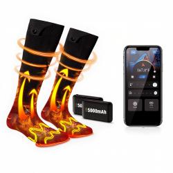 Chaussettes chauffantes USB 5000 mAh 45 à 48 - Réglable avec l'application - Noir