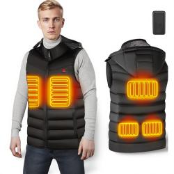 Gilet chauffant avec capuche et batterie 20 000mAh - capuche amovible, dos et lombaires -