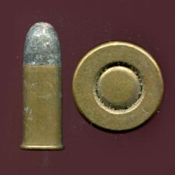 10.6 mm pour revolver Espagnol  Mle 1884 - RARE - balle plomb arrondie - grosse amorce laiton plate